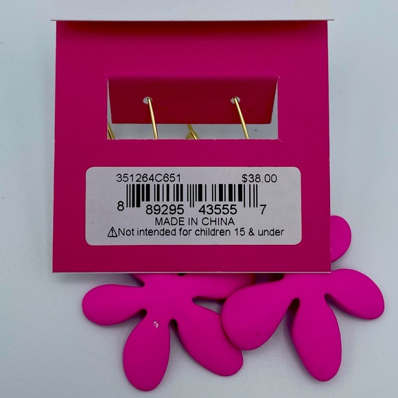 Betsey Johnson Pink Flower Earrings NWT - Picture 4 of 4